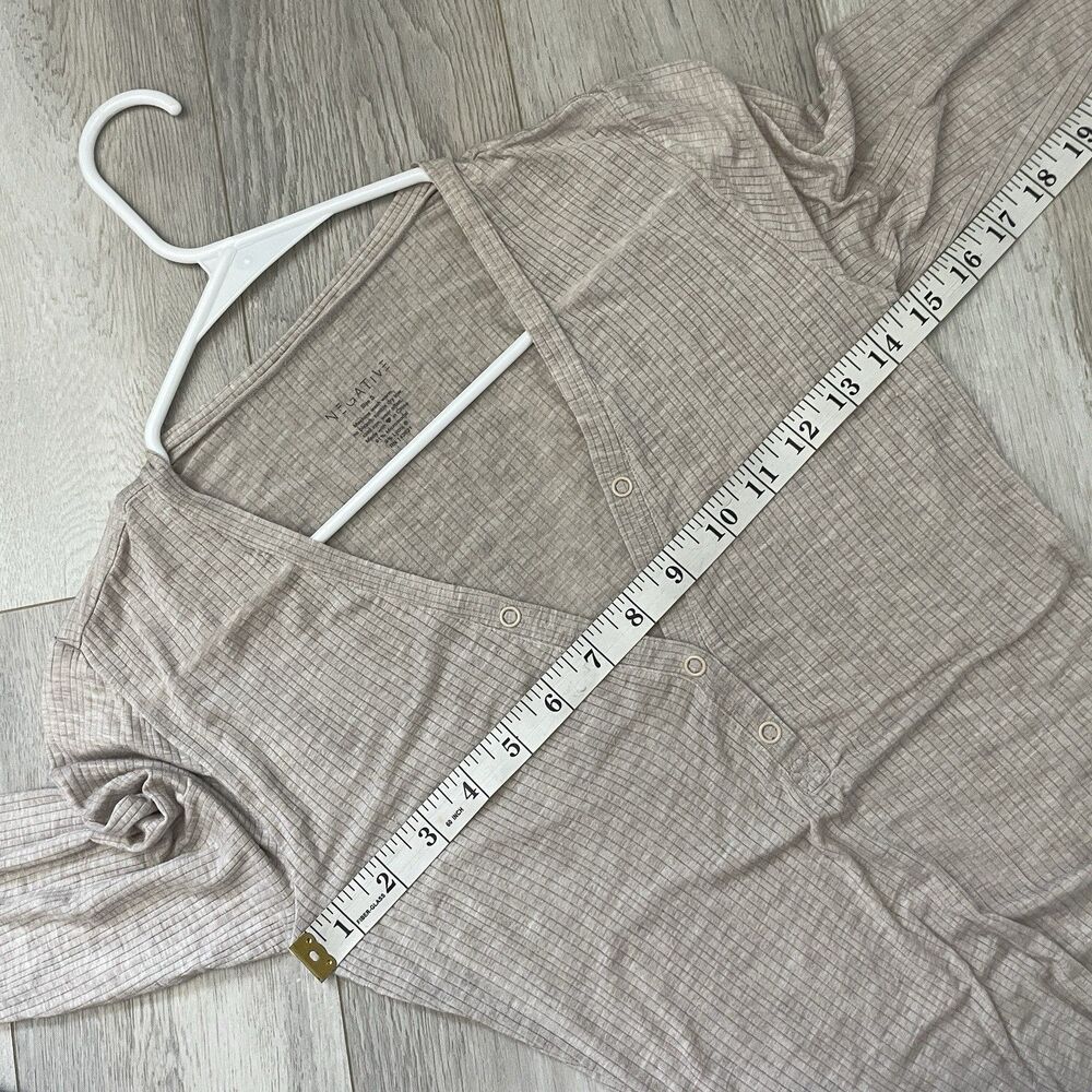 Negative Henley Top whippied ribbed long sleeve womens Beige (small) loungewear - Picture 4 of 6